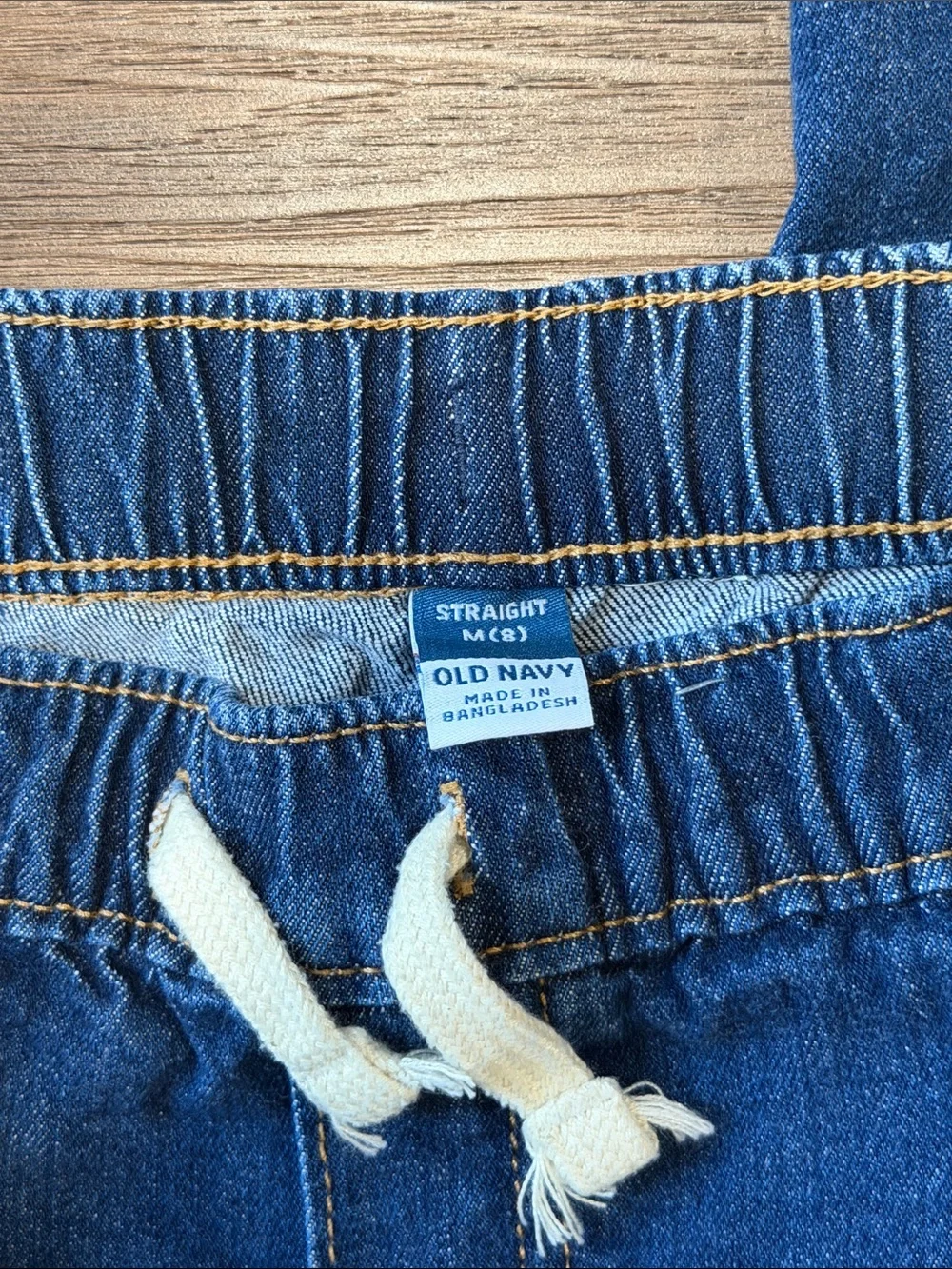 Old Navy Indigo Denim Joggers with Cream Drawstring. Boy’s Size 8